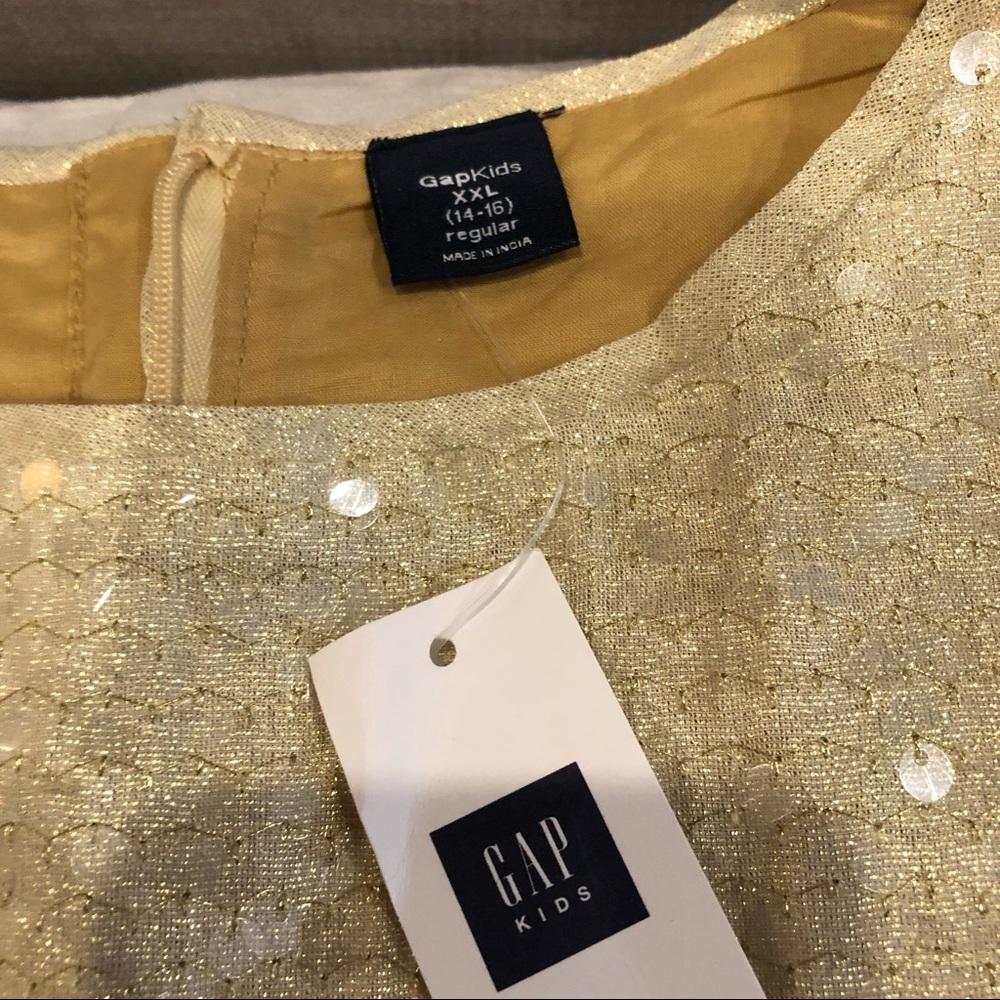 Gap girls sz14-16 gold sequined shift dress - Picture 7 of 7